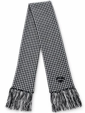 🆕 Black and White Houndstooth Scarf with Fringe University of Alabama NWOT